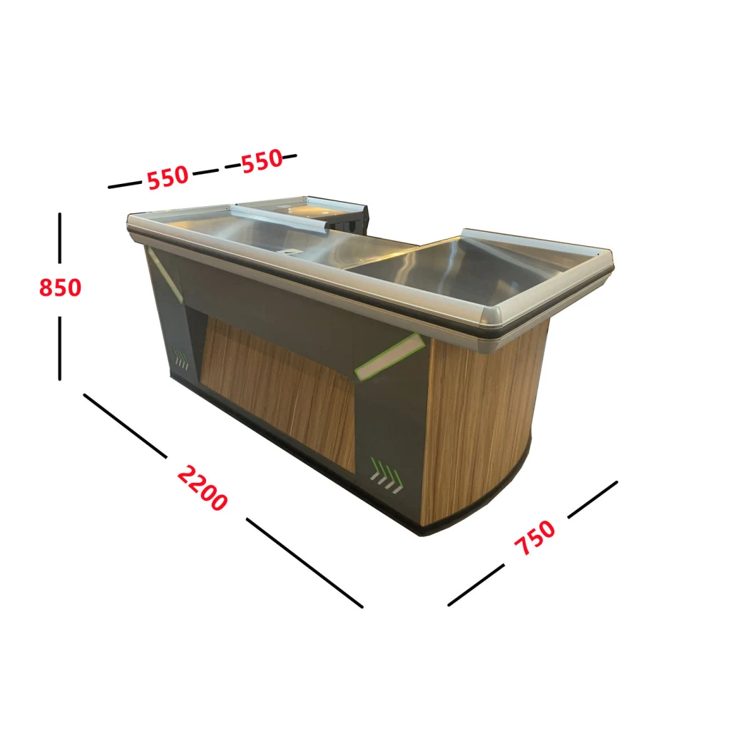 Stainless Steel Counter Top Checkout Counter with Large Slanting End